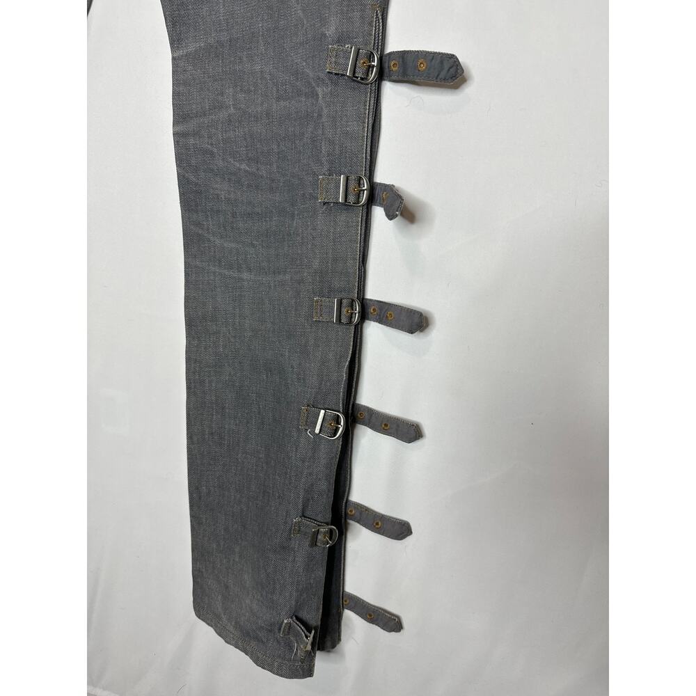 Morgan de Toi Homme Y2K Buckle Strap Jeans Gray Denim Pants small - Picture 14 of 14